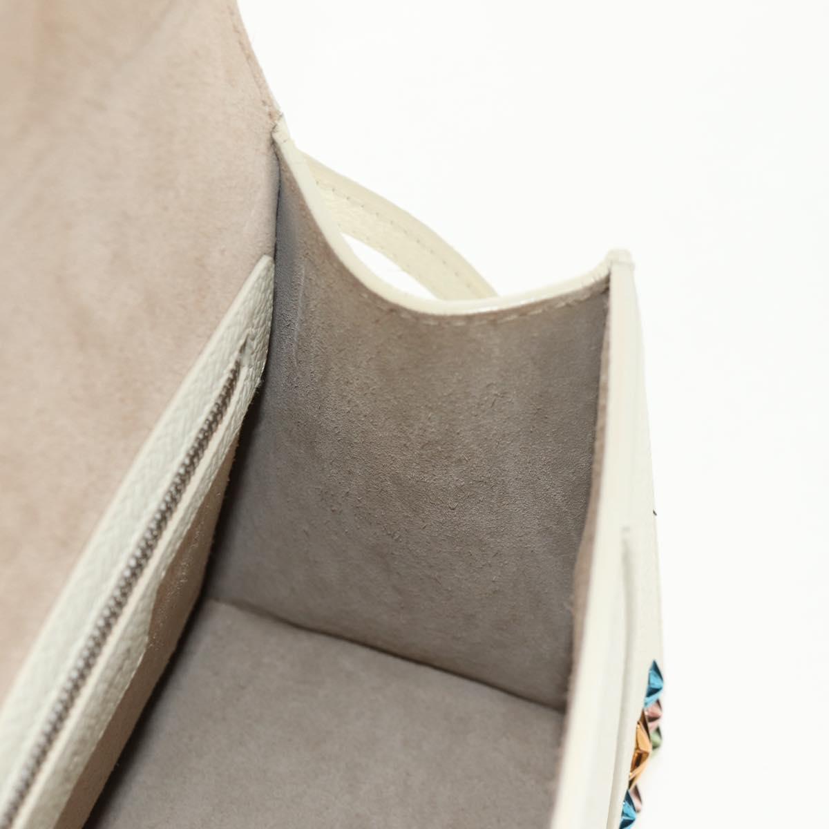 Jimmy Choo Studs Hand Bag Leather 2way White Silver Auth 149491M