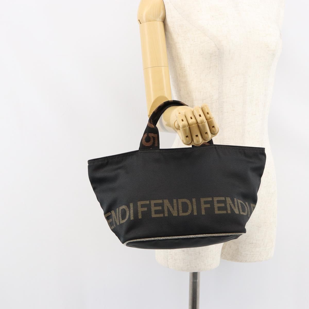 FENDI Hand Bag Nylon Black Auth 149492