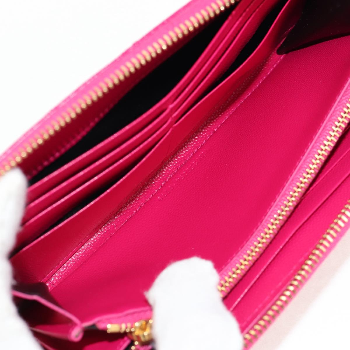 SAINT LAURENT V Stitch Long Wallet Leather Pink CC Auth 149493M