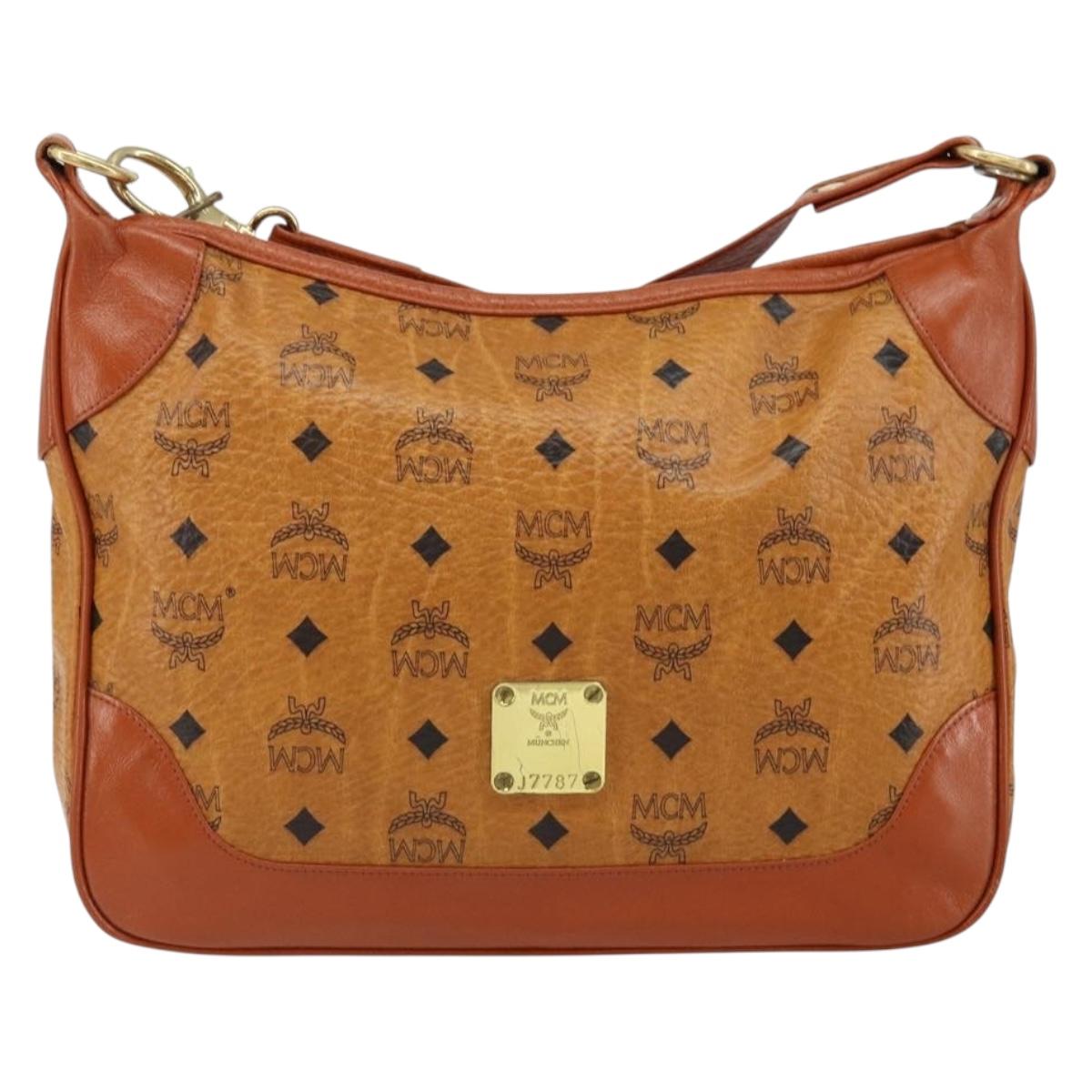 MCM Logogram Vicetos Shoulder Bag PVC Leather Brown Gold Auth 149501