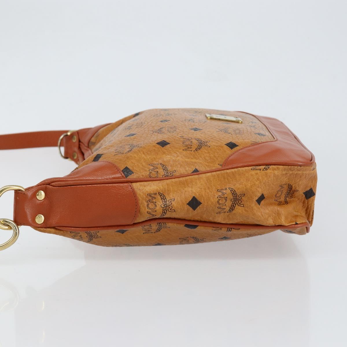 MCM Logogram Vicetos Shoulder Bag PVC Leather Brown Gold Auth 149501
