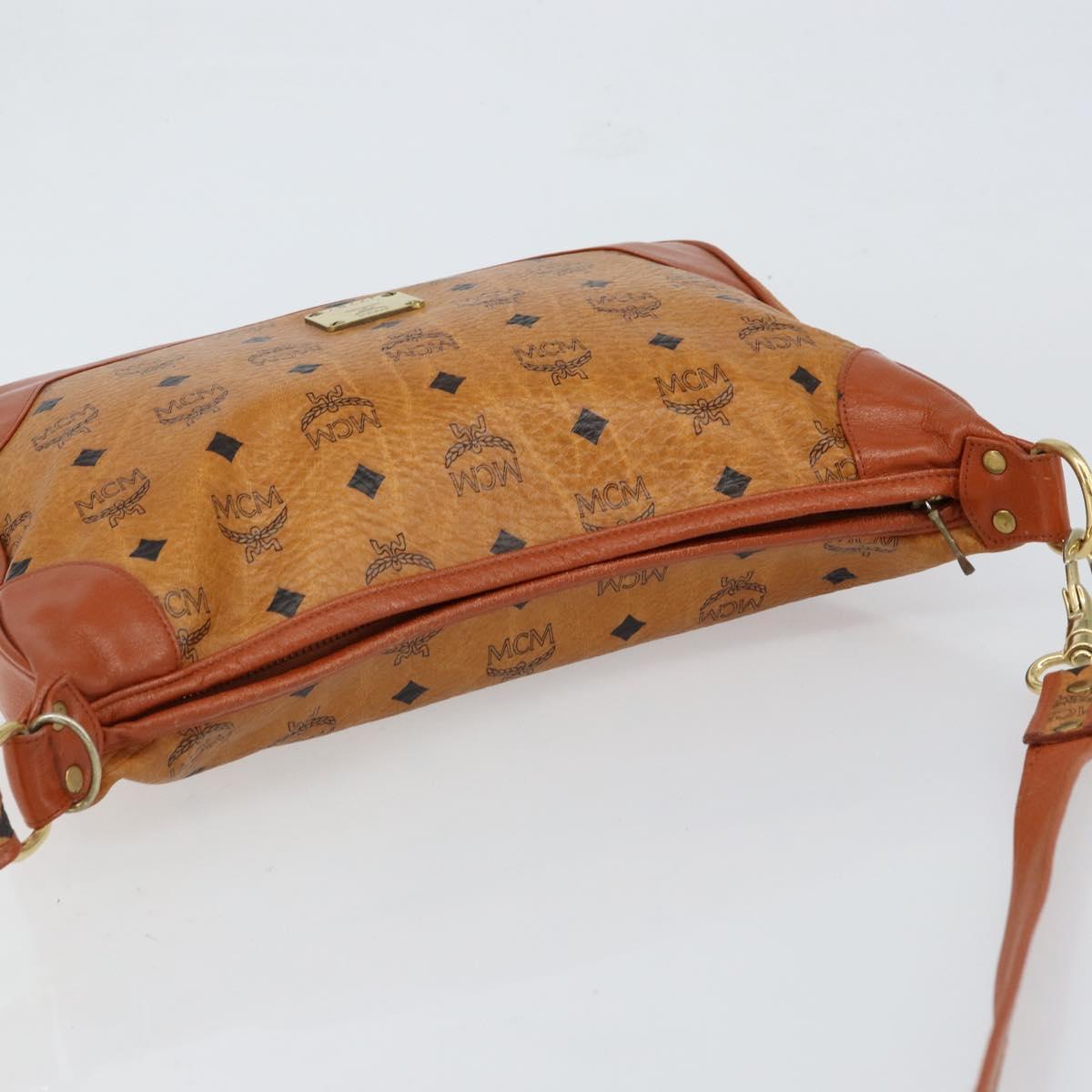 MCM Logogram Vicetos Shoulder Bag PVC Leather Brown Gold Auth 149501