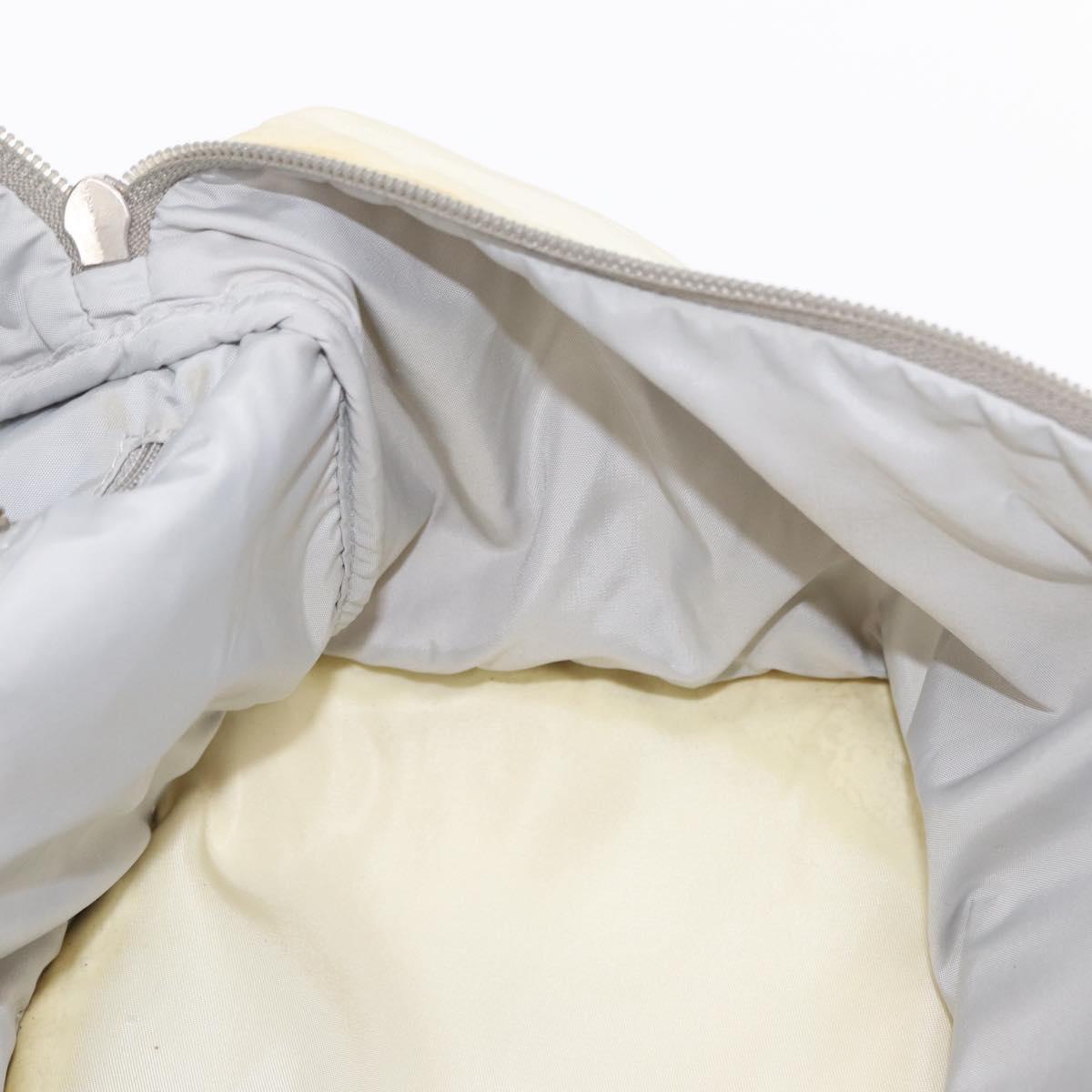 CHANEL Sports Line COCO Mark Backpack Nylon Leather White Silver CC Auth 149508