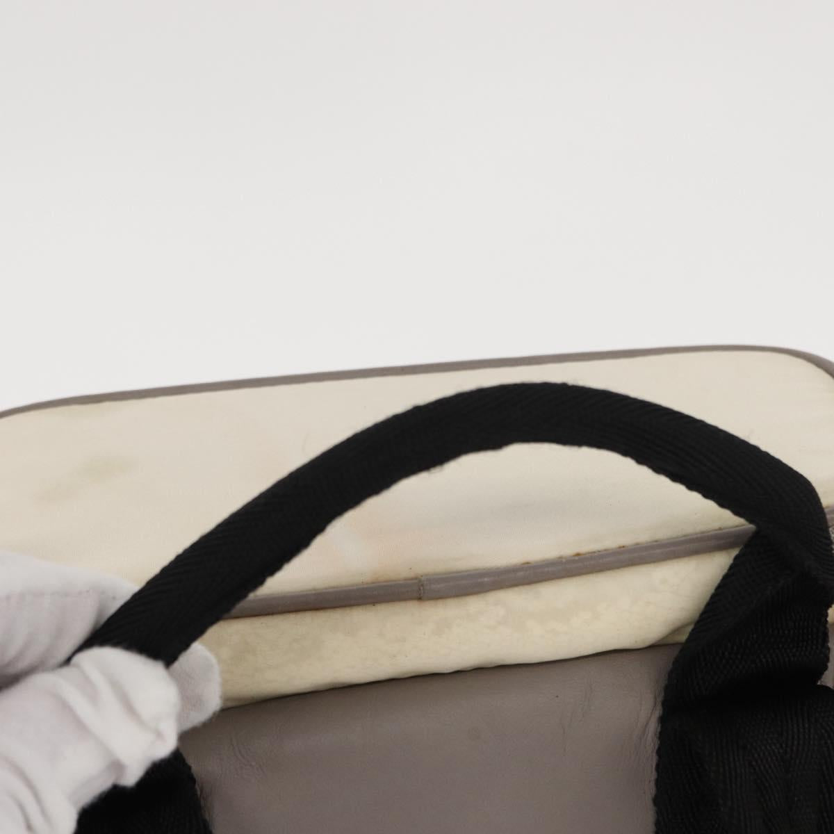 CHANEL Sports Line COCO Mark Backpack Nylon Leather White Silver CC Auth 149508