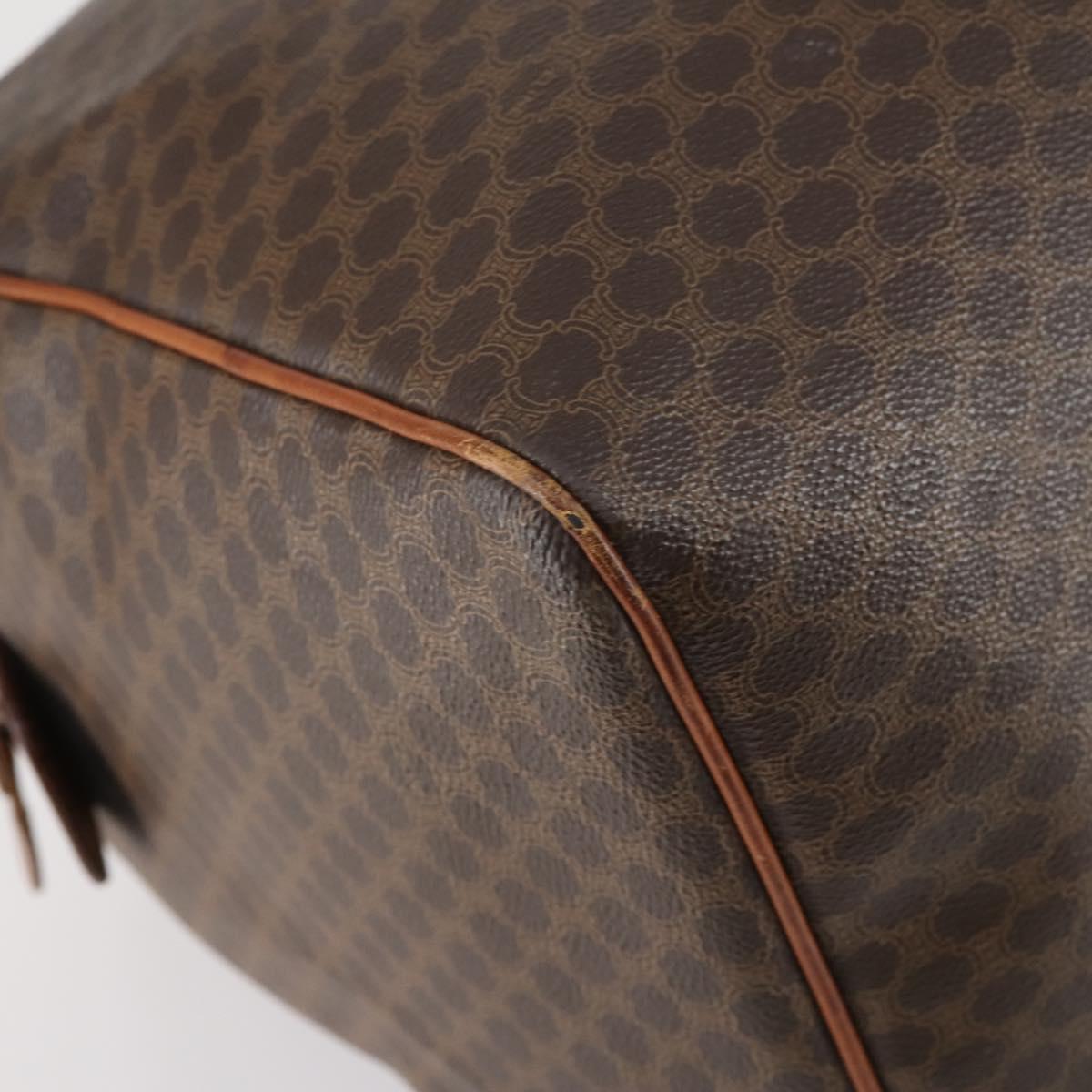 CELINE Macadam Canvas Boston Bag PVC Brown Gold Auth 149509