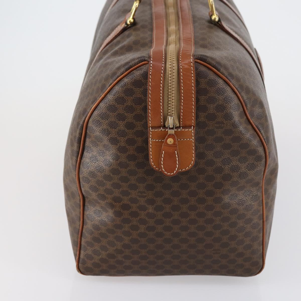 CELINE Macadam Canvas Boston Bag PVC Brown Gold Auth 149509