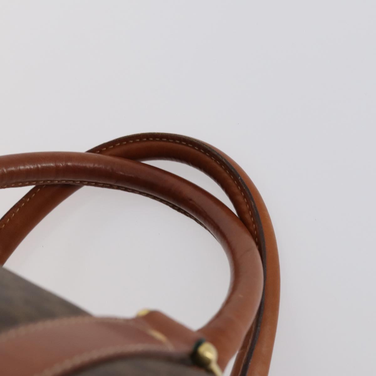 CELINE Macadam Canvas Boston Bag PVC Brown Gold Auth 149509