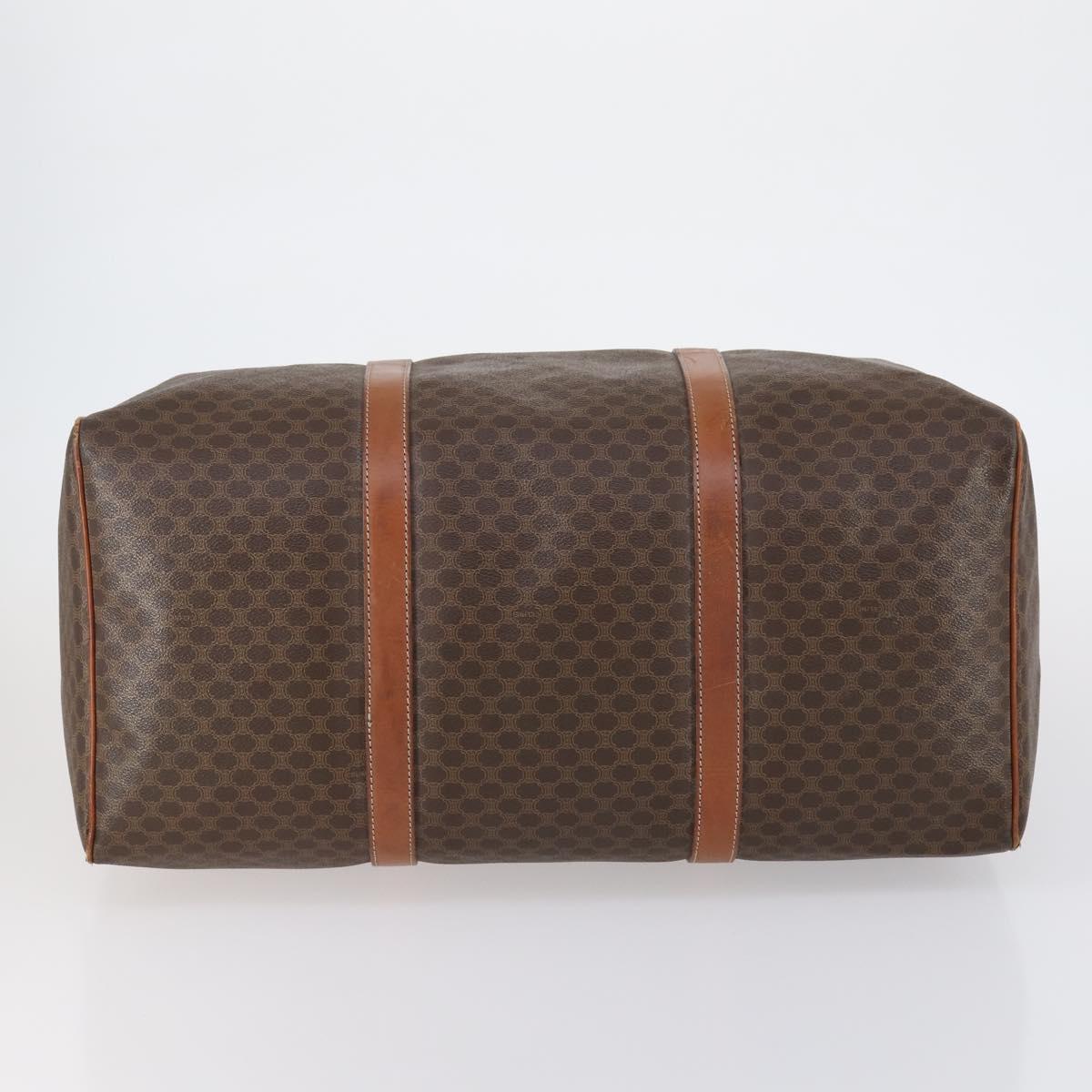 CELINE Macadam Canvas Boston Bag PVC Brown Gold Auth 149509