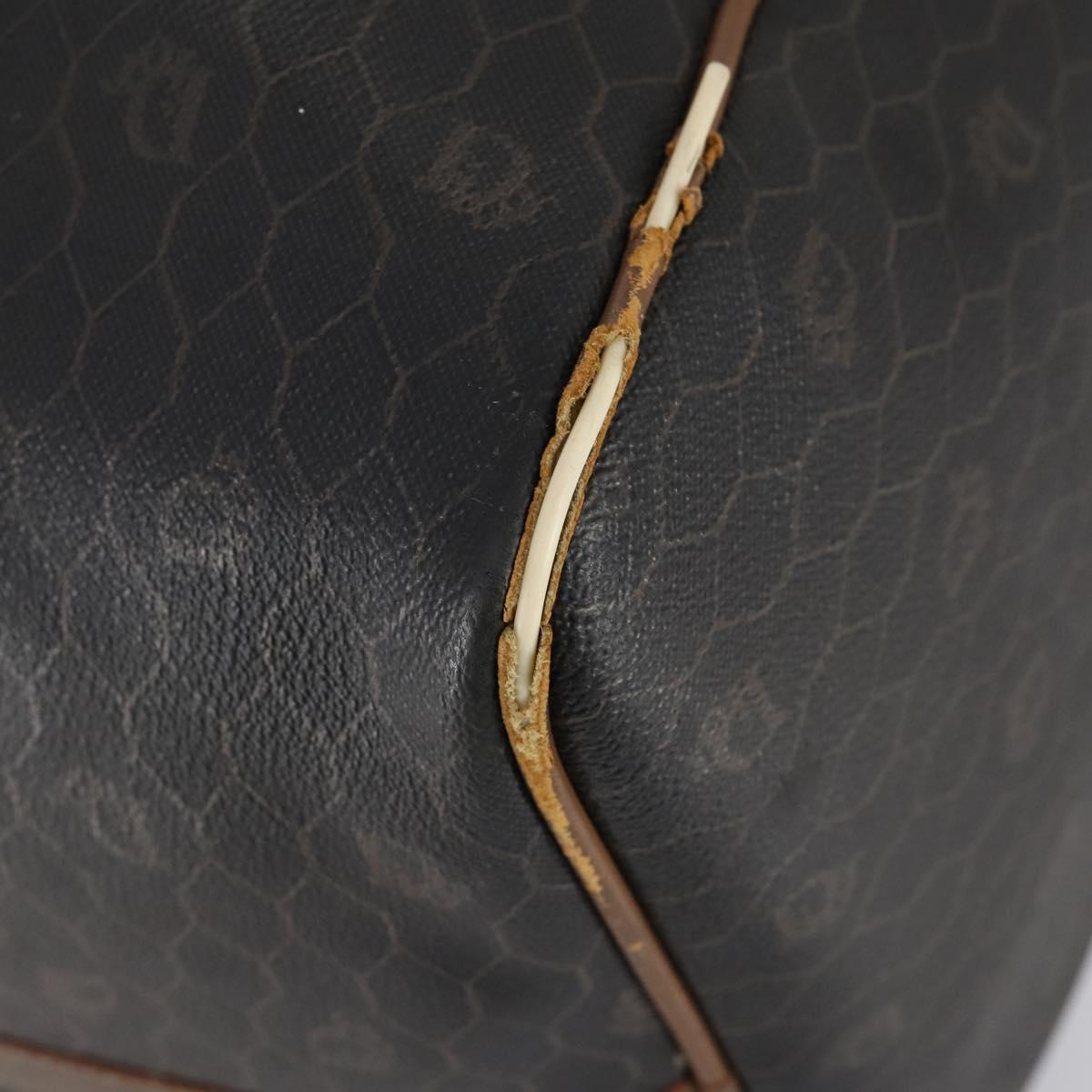 Christian Dior Honeycomb Canvas Boston Bag PVC Black Brown Auth 149510