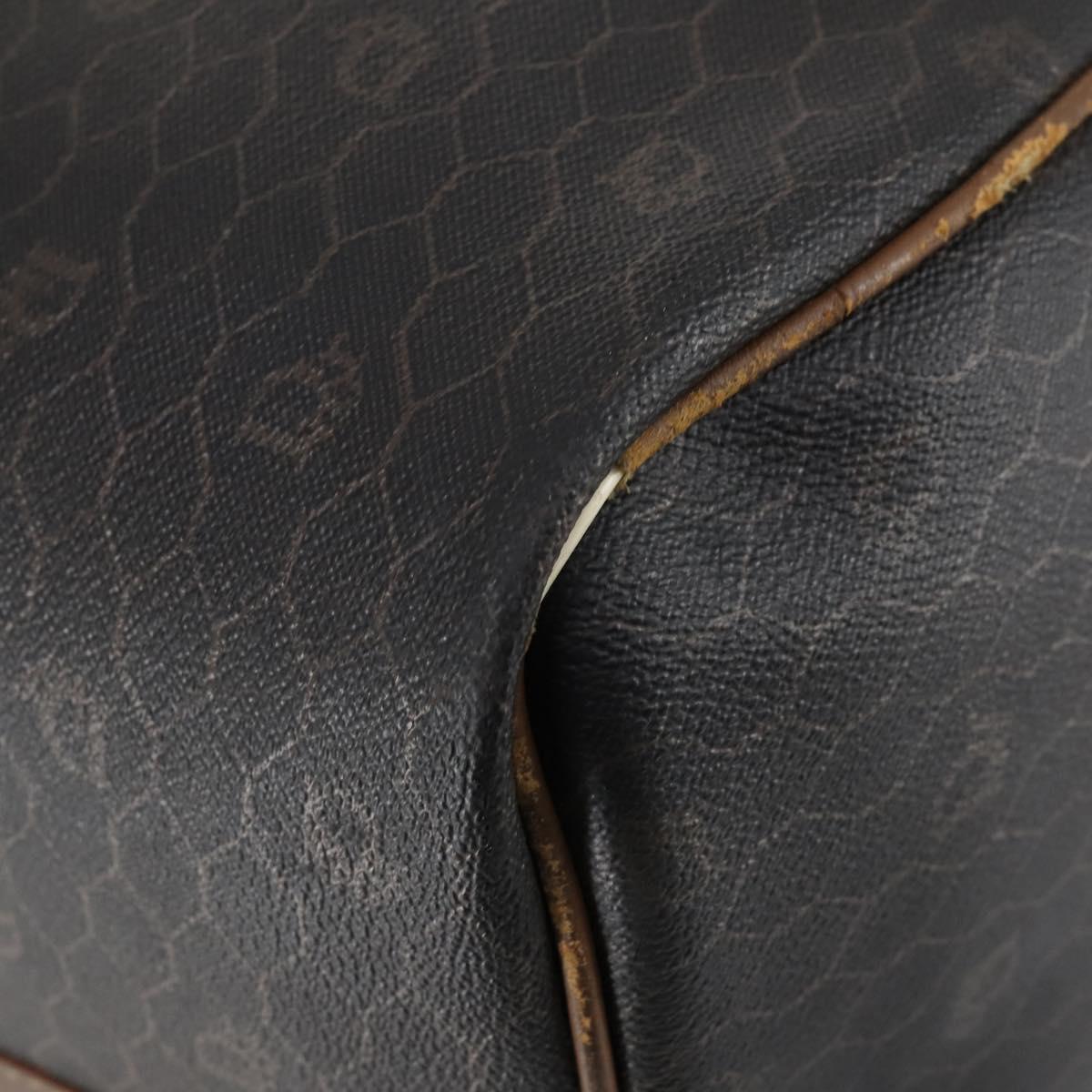 Christian Dior Honeycomb Canvas Boston Bag PVC Black Brown Auth 149510