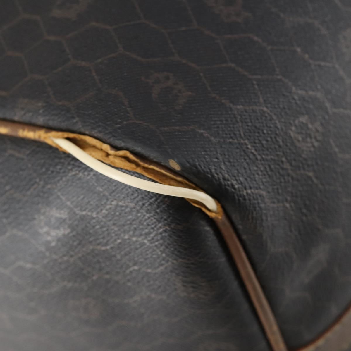 Christian Dior Honeycomb Canvas Boston Bag PVC Black Brown Auth 149510