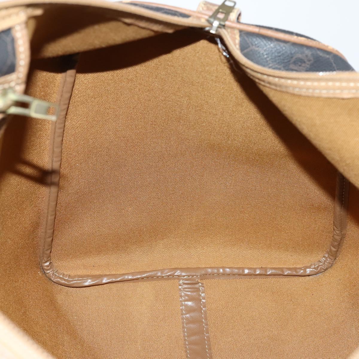 Christian Dior Honeycomb Canvas Boston Bag PVC Black Brown Auth 149510