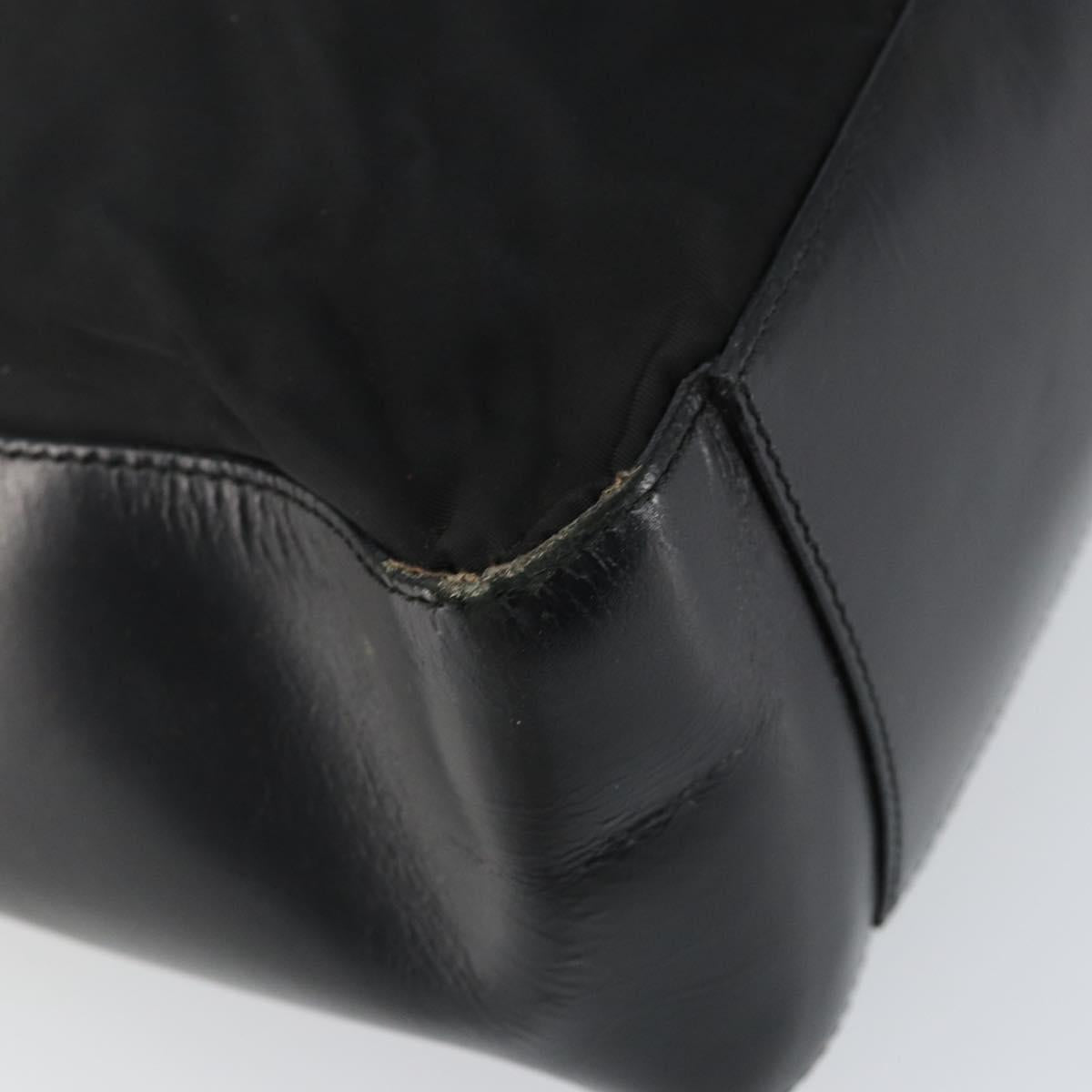 PRADA Tote Bag Nylon Black Silver Auth 149512