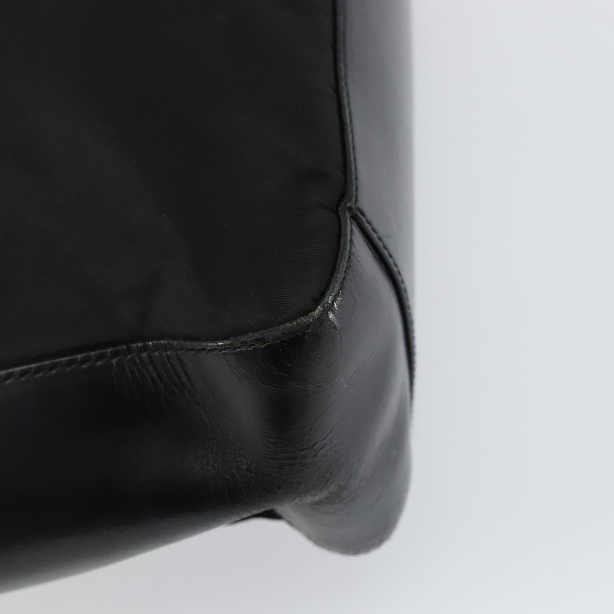 PRADA Tote Bag Nylon Black Silver Auth 149512