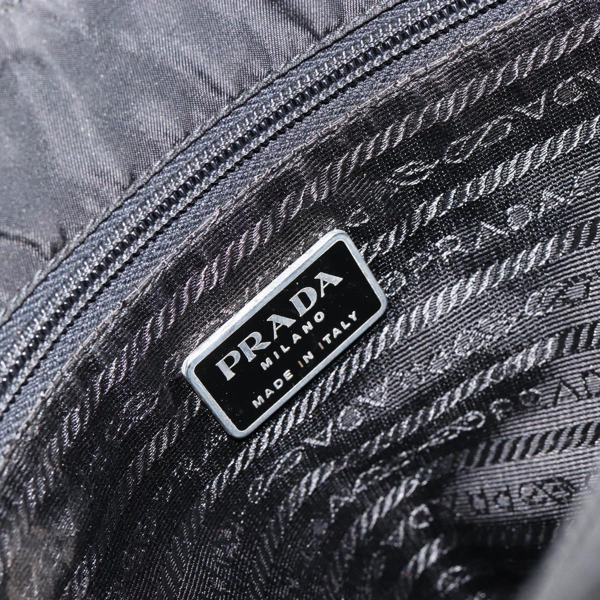 PRADA Tote Bag Nylon Black Silver Auth 149512