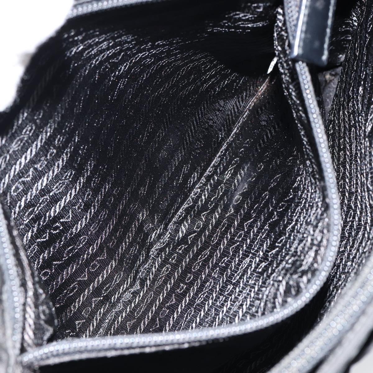 PRADA Tote Bag Nylon Black Silver Auth 149512