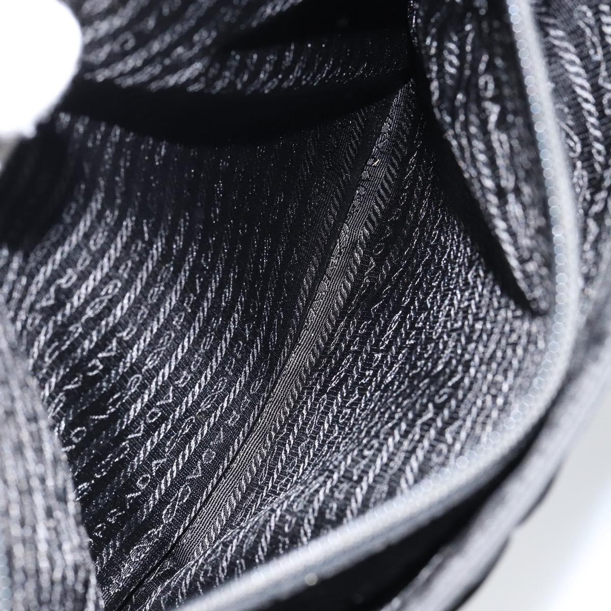 PRADA Tote Bag Nylon Black Silver Auth 149512