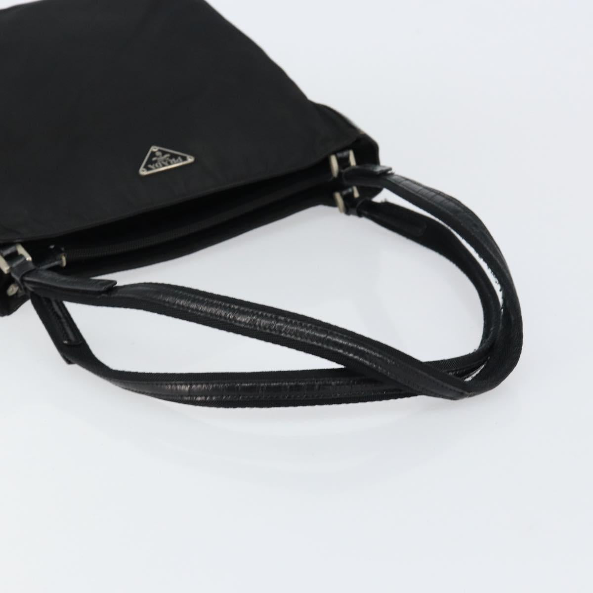 PRADA Tote Bag Nylon Black Silver Auth 149512