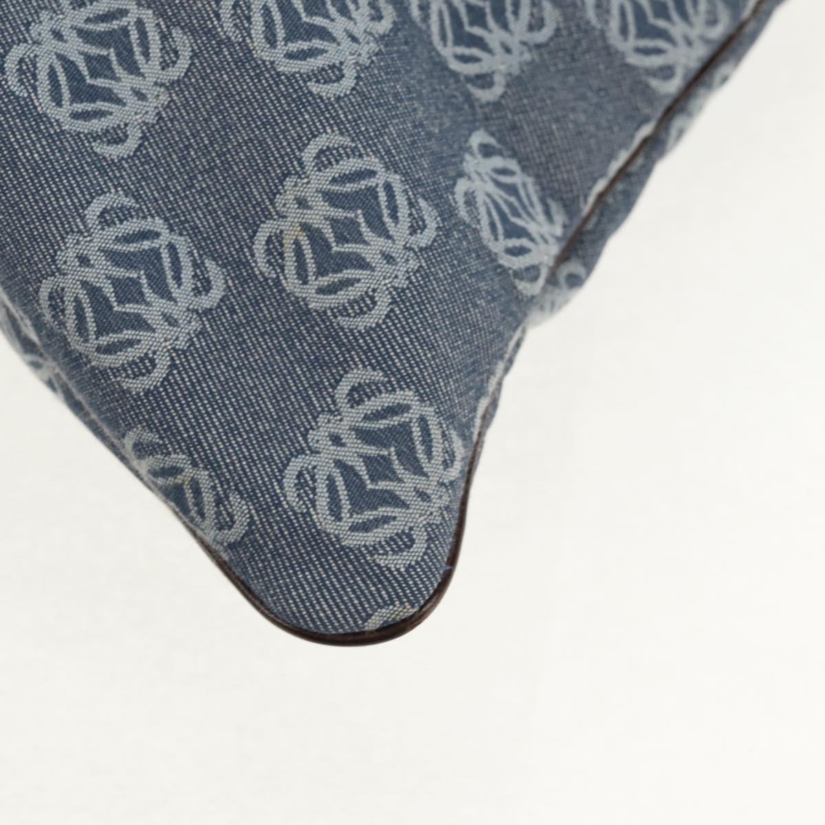 LOEWE Anagram Hand Bag Canvas Blue Silver Auth 149513V