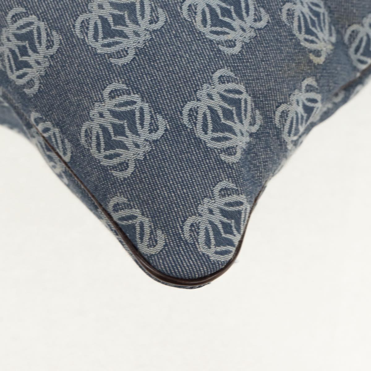 LOEWE Anagram Hand Bag Canvas Blue Silver Auth 149513V