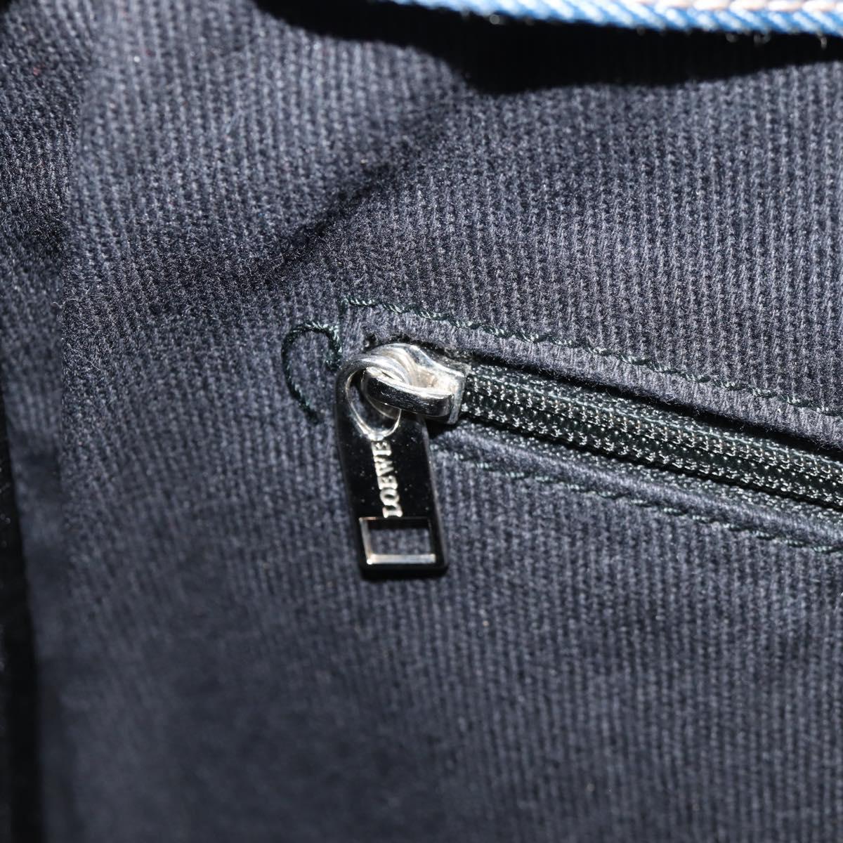 LOEWE Anagram Hand Bag Canvas Blue Silver Auth 149513V