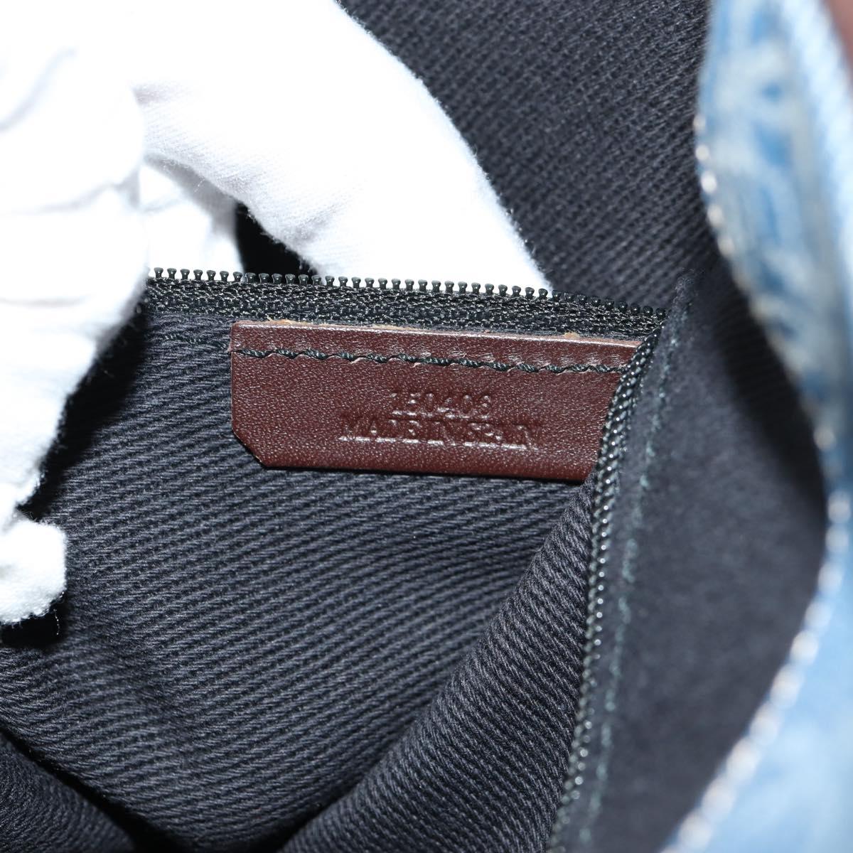 LOEWE Anagram Hand Bag Canvas Blue Silver Auth 149513V