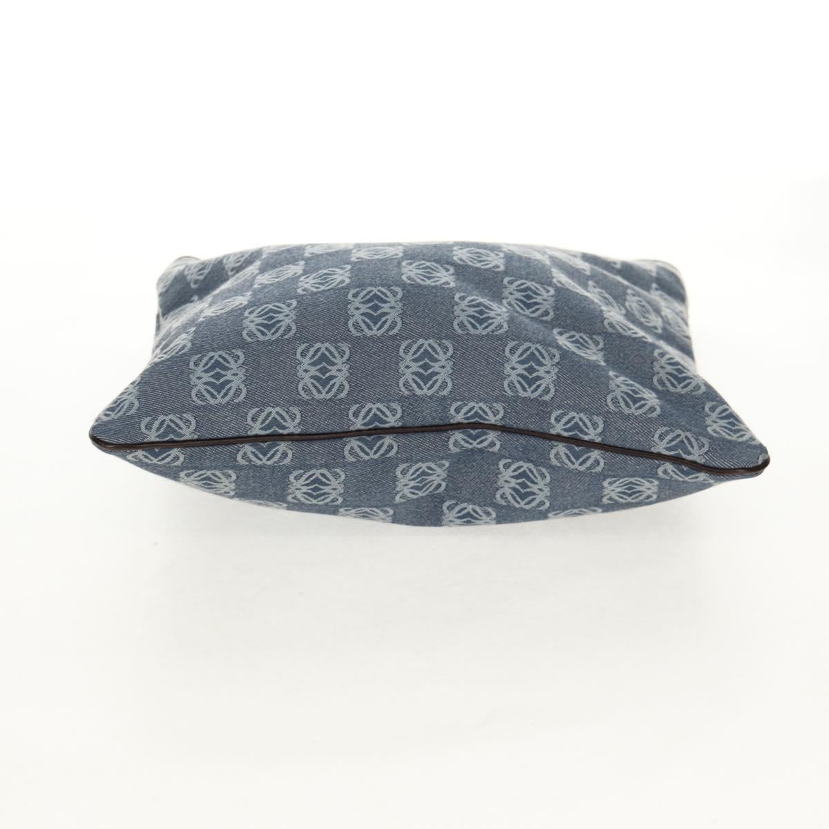 LOEWE Anagram Hand Bag Canvas Blue Silver Auth 149513V