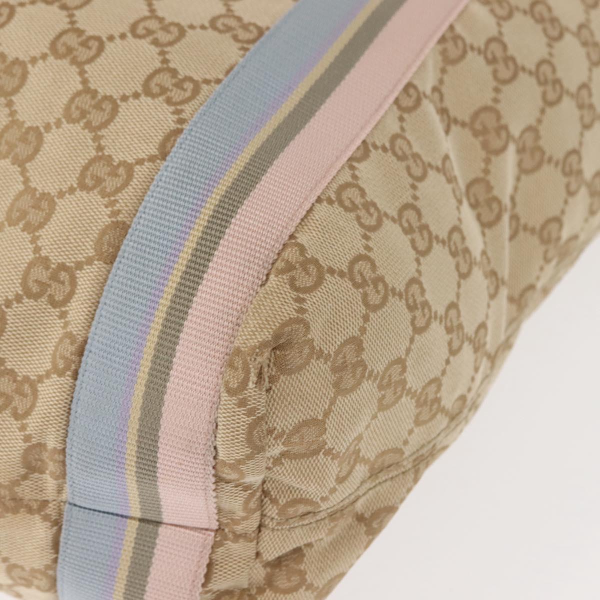 GUCCI GG Canvas Sherry Line Tote Bag Beige Pink Light blue 189669 Auth 149516