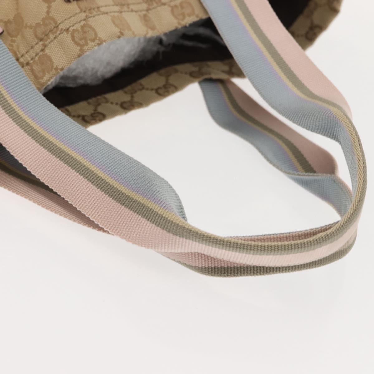 GUCCI GG Canvas Sherry Line Tote Bag Beige Pink Light blue 189669 Auth 149516