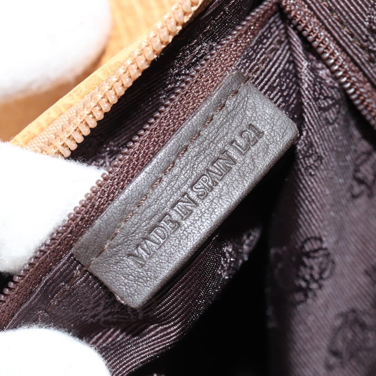 LOEWE Shoulder Bag Leather Beige Gold Auth 149518V