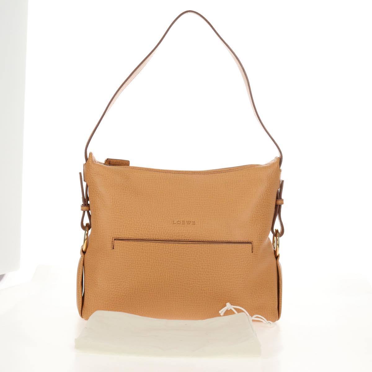 LOEWE Shoulder Bag Leather Beige Gold Auth 149518V