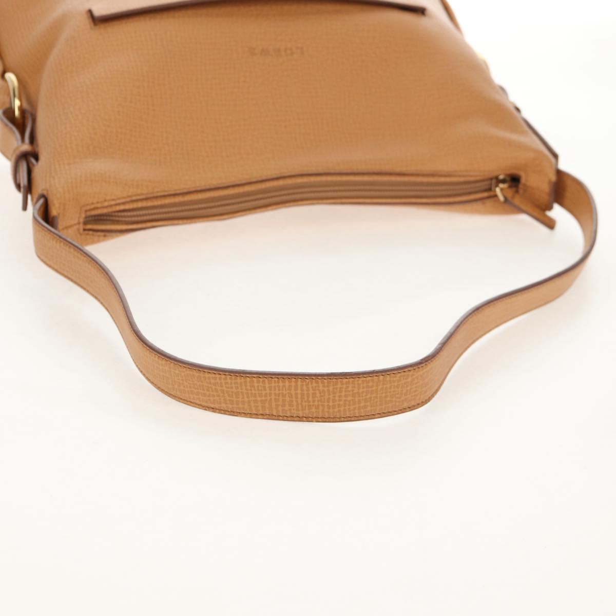 LOEWE Shoulder Bag Leather Beige Gold Auth 149518V