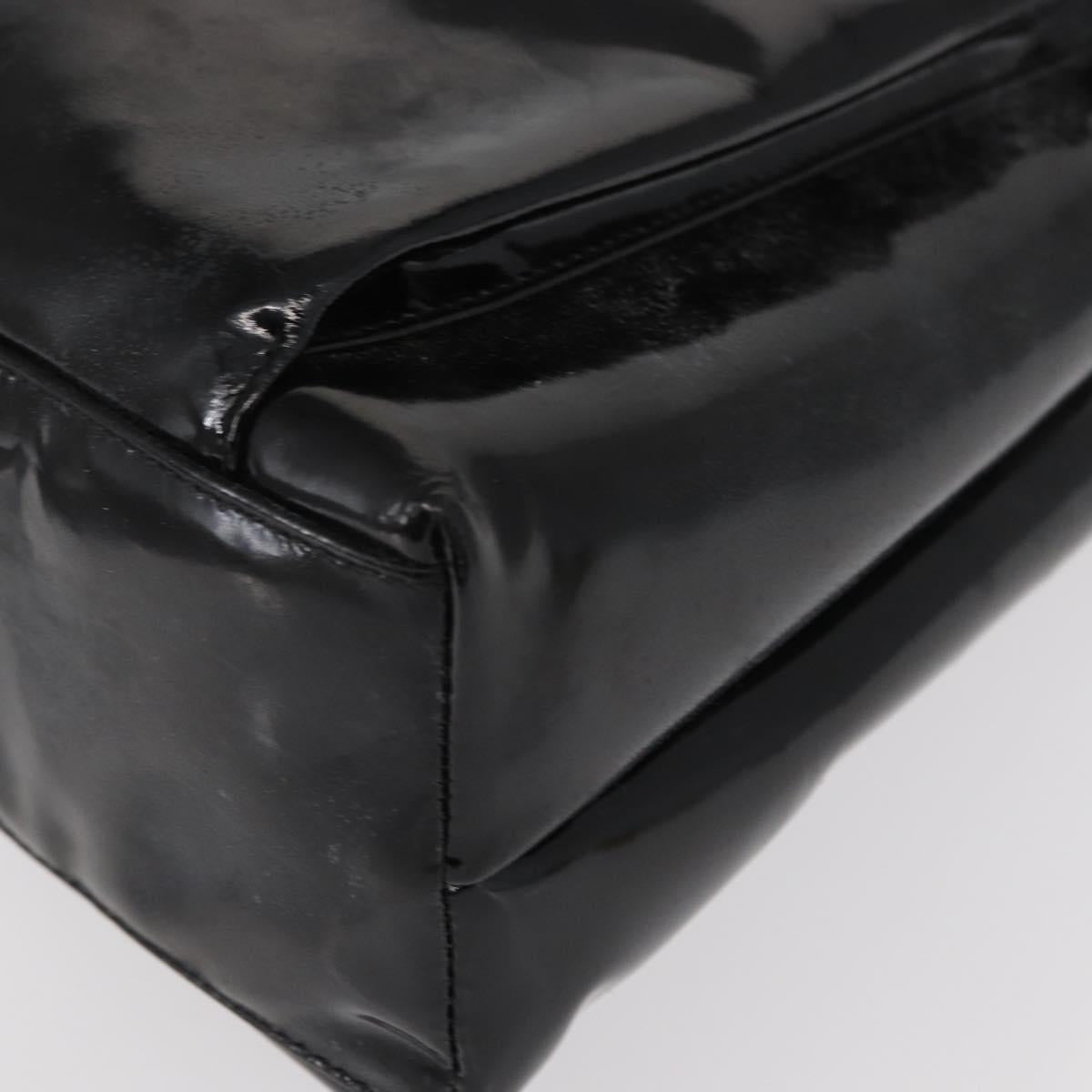 CHANEL Chain Shoulder Bag Patent leather Black Gold CC Auth 149519