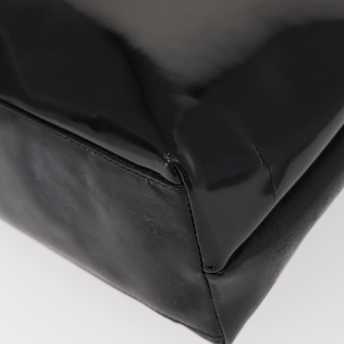 CHANEL Chain Shoulder Bag Patent leather Black Gold CC Auth 149519