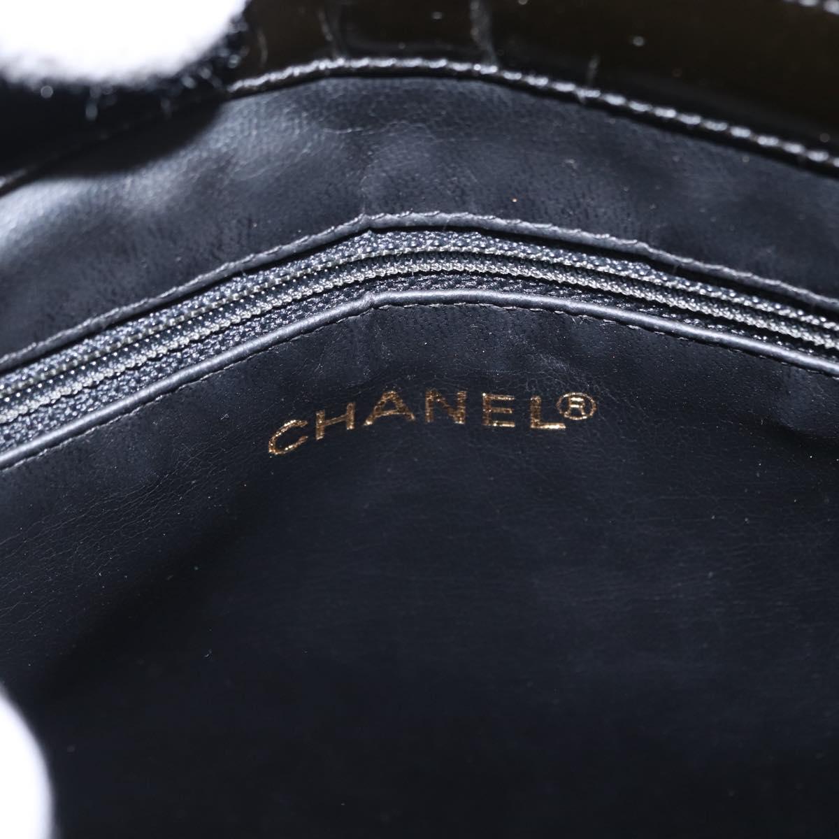 CHANEL Chain Shoulder Bag Patent leather Black Gold CC Auth 149519