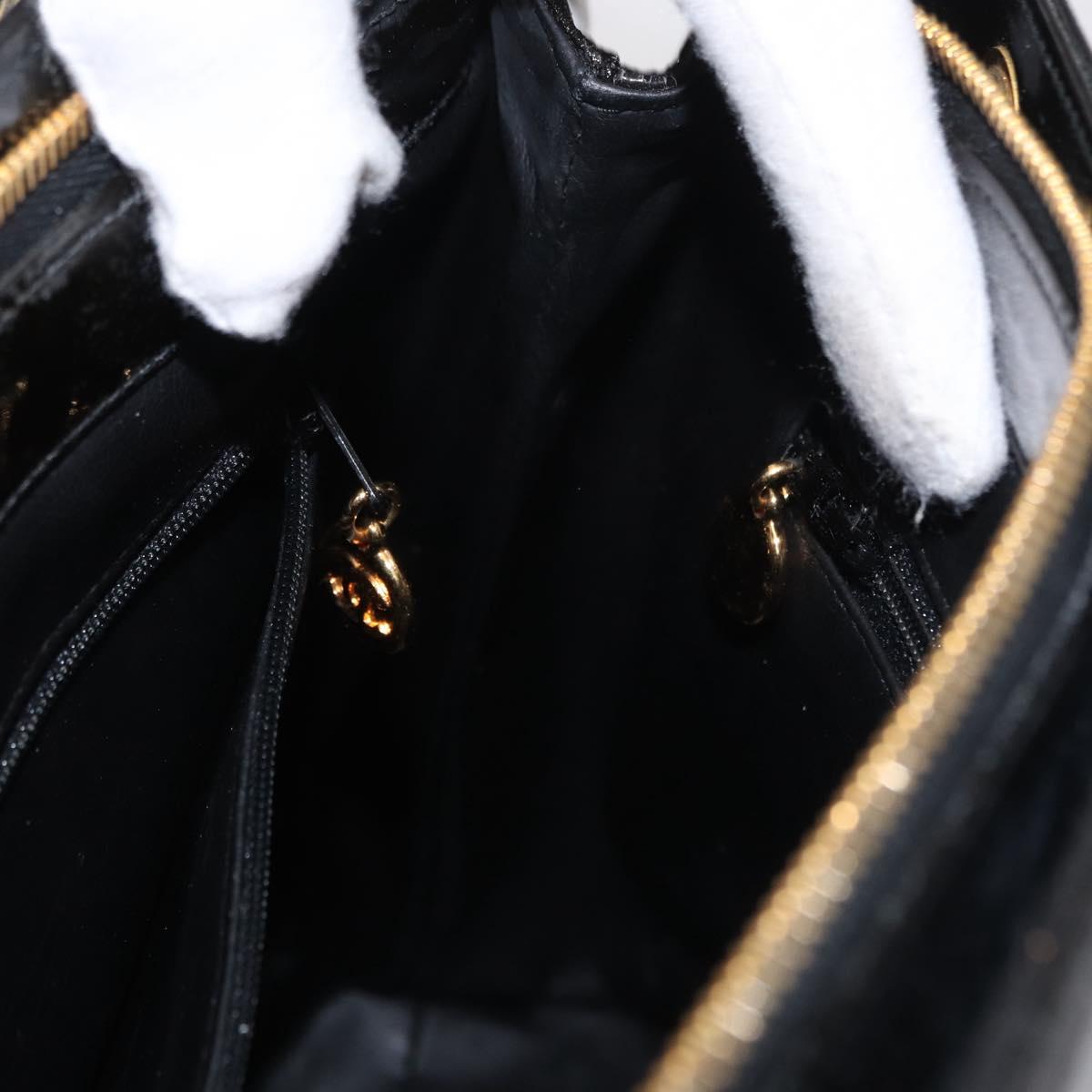 CHANEL Chain Shoulder Bag Patent leather Black Gold CC Auth 149519