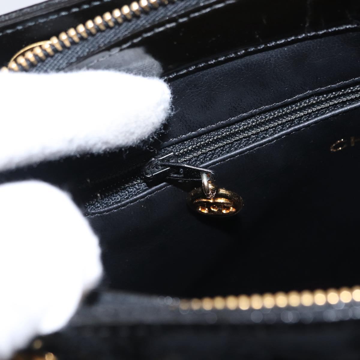 CHANEL Chain Shoulder Bag Patent leather Black Gold CC Auth 149519