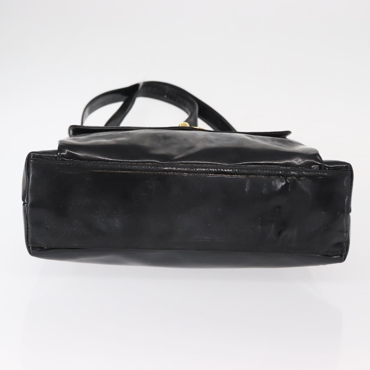 CHANEL Chain Shoulder Bag Patent leather Black Gold CC Auth 149519