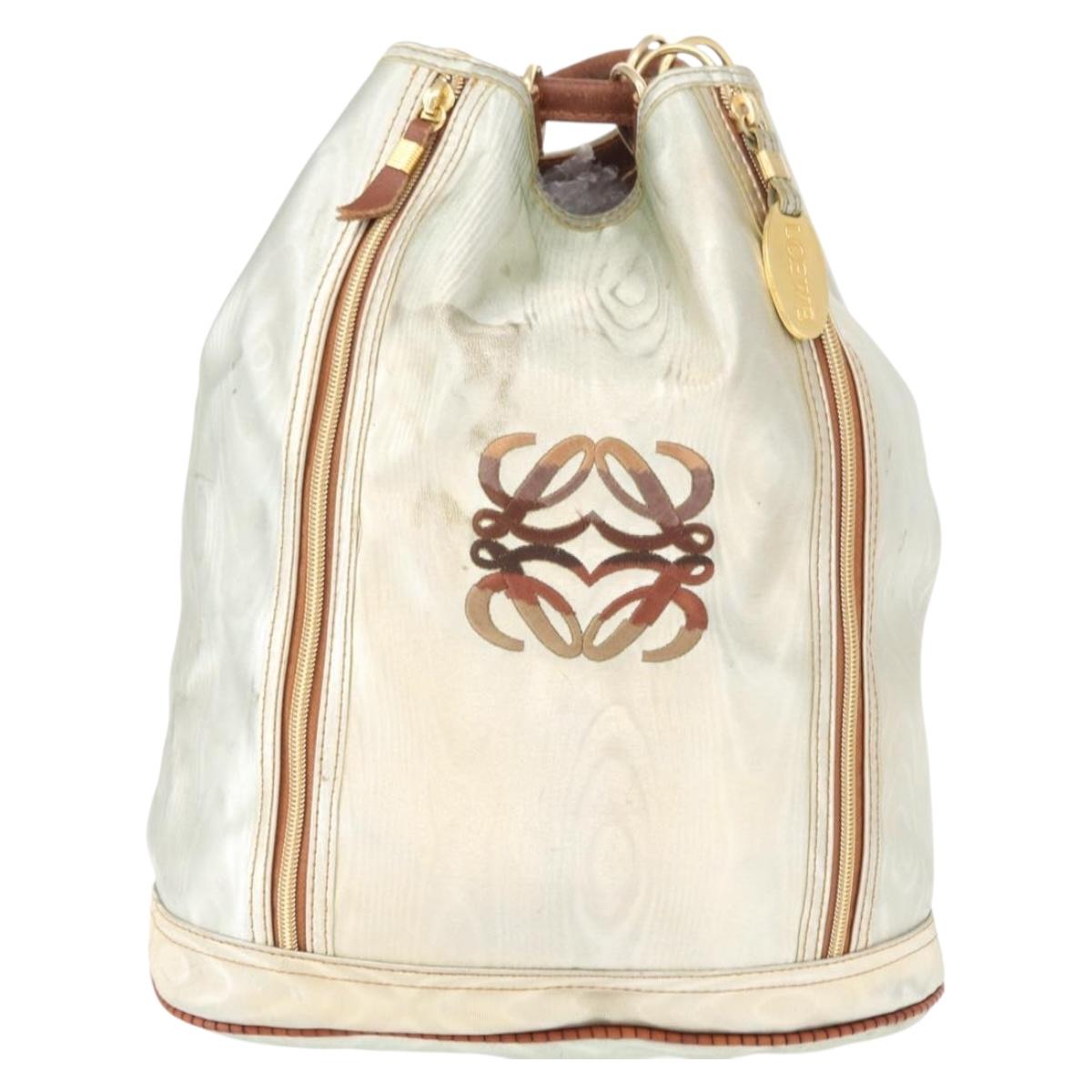 LOEWE Backpack Coated Canvas Gold Silver Auth 149520