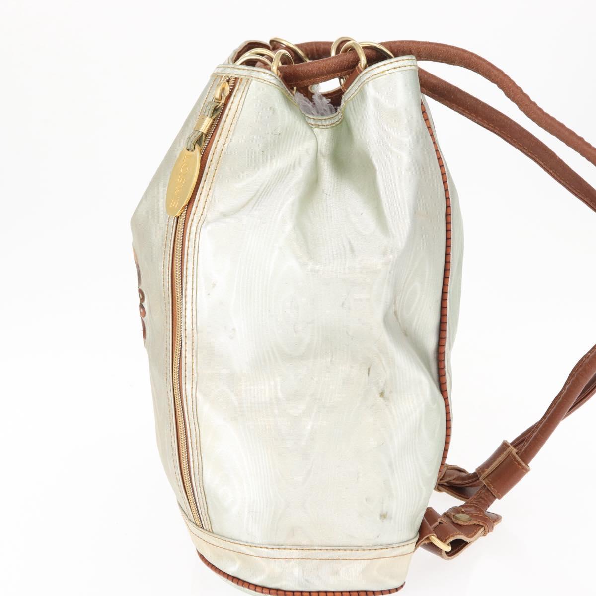 LOEWE Backpack Coated Canvas Gold Silver Auth 149520