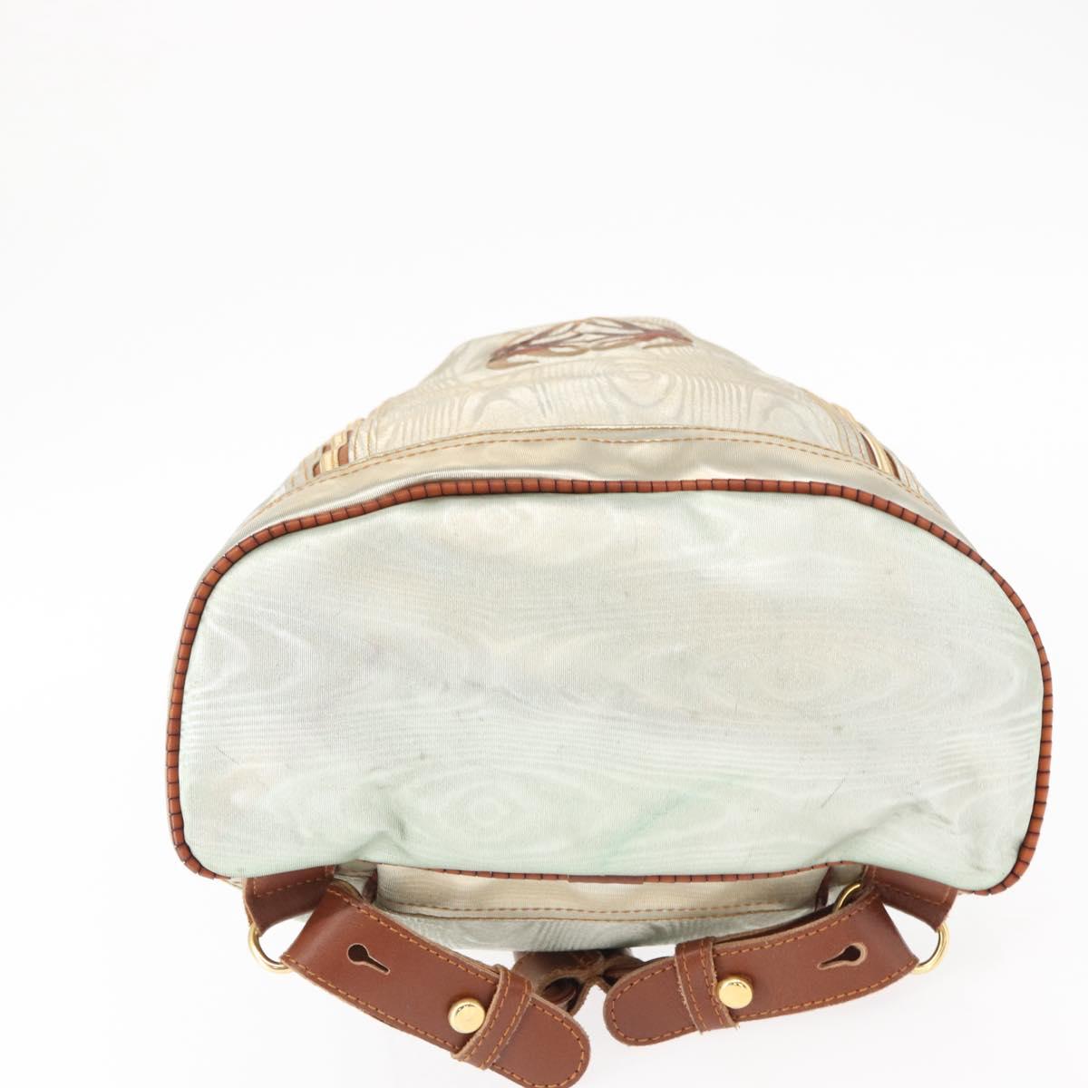 LOEWE Backpack Coated Canvas Gold Silver Auth 149520