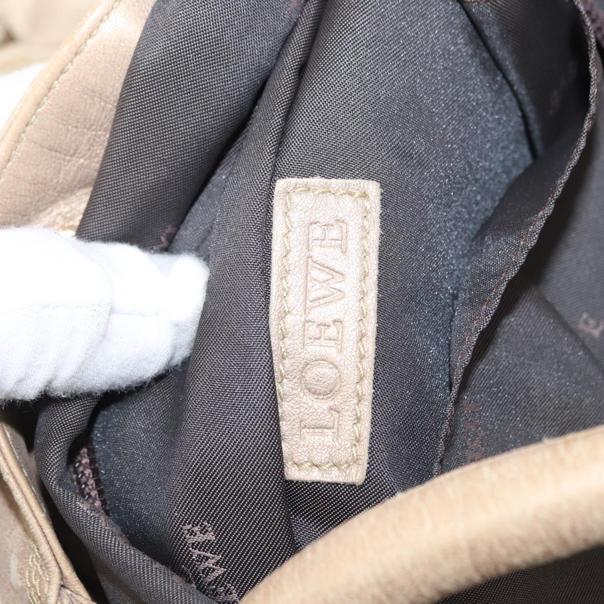 LOEWE Nappa Aire Anagram Hand Bag Leather Beige Auth 149530