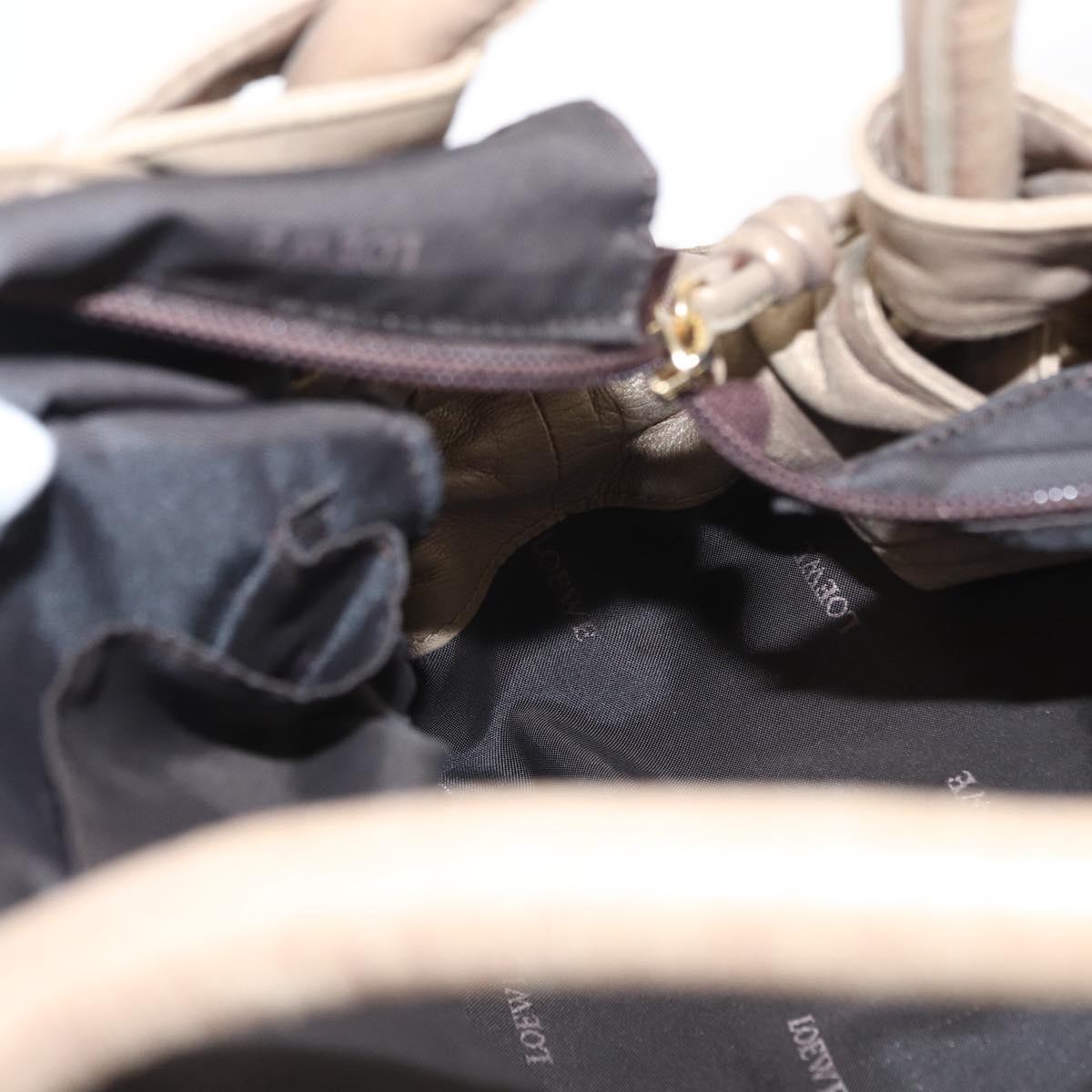 LOEWE Nappa Aire Anagram Hand Bag Leather Beige Auth 149530