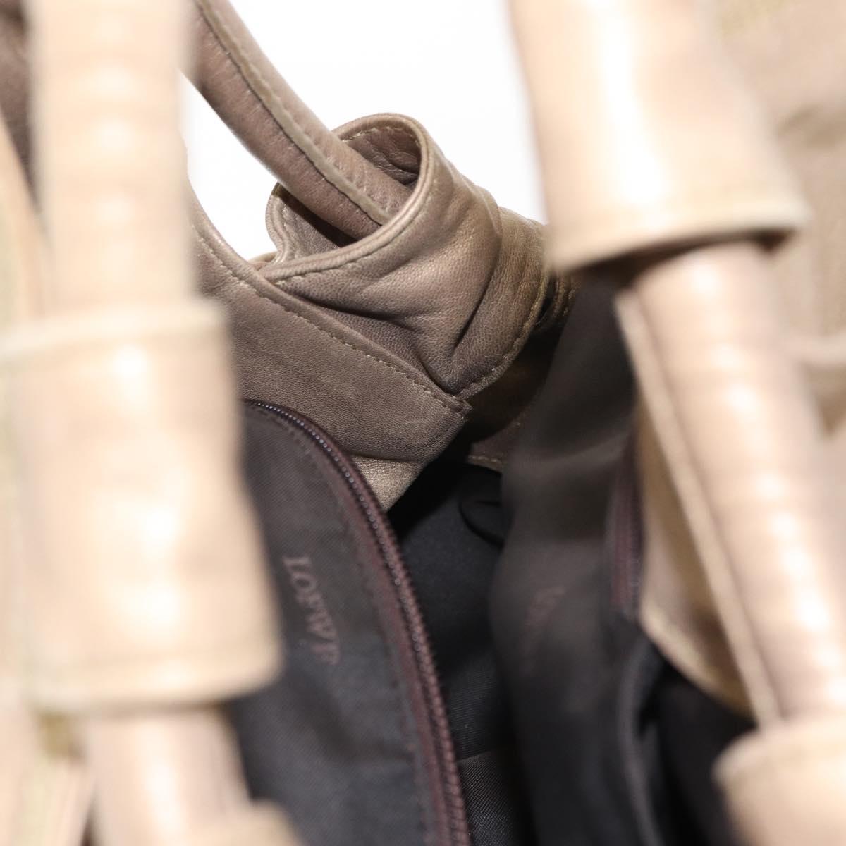 LOEWE Nappa Aire Anagram Hand Bag Leather Beige Auth 149530