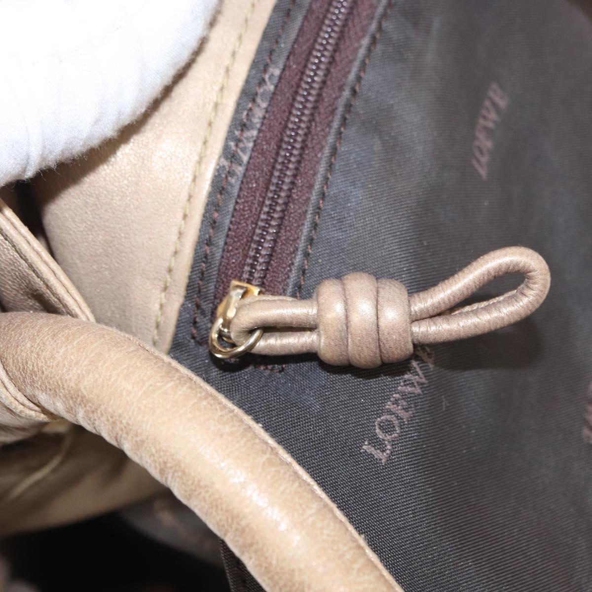 LOEWE Nappa Aire Anagram Hand Bag Leather Beige Auth 149530