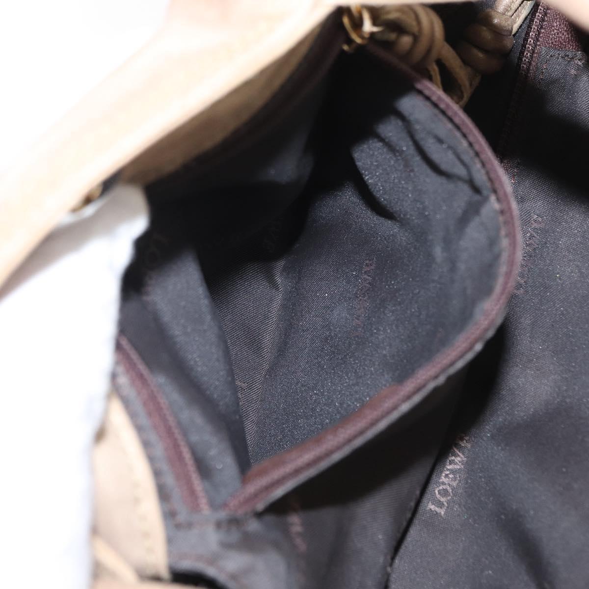 LOEWE Nappa Aire Anagram Hand Bag Leather Beige Auth 149530