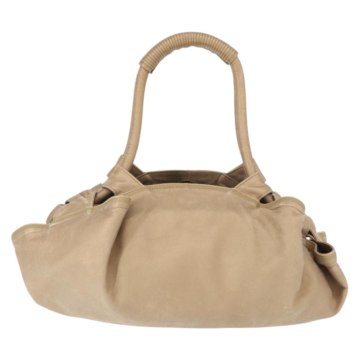 LOEWE Nappa Aire Anagram Hand Bag Leather Beige Auth 149530