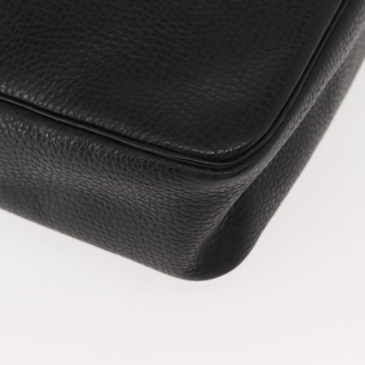 Christian Dior Hand Bag Leather Black Gold Auth 149531