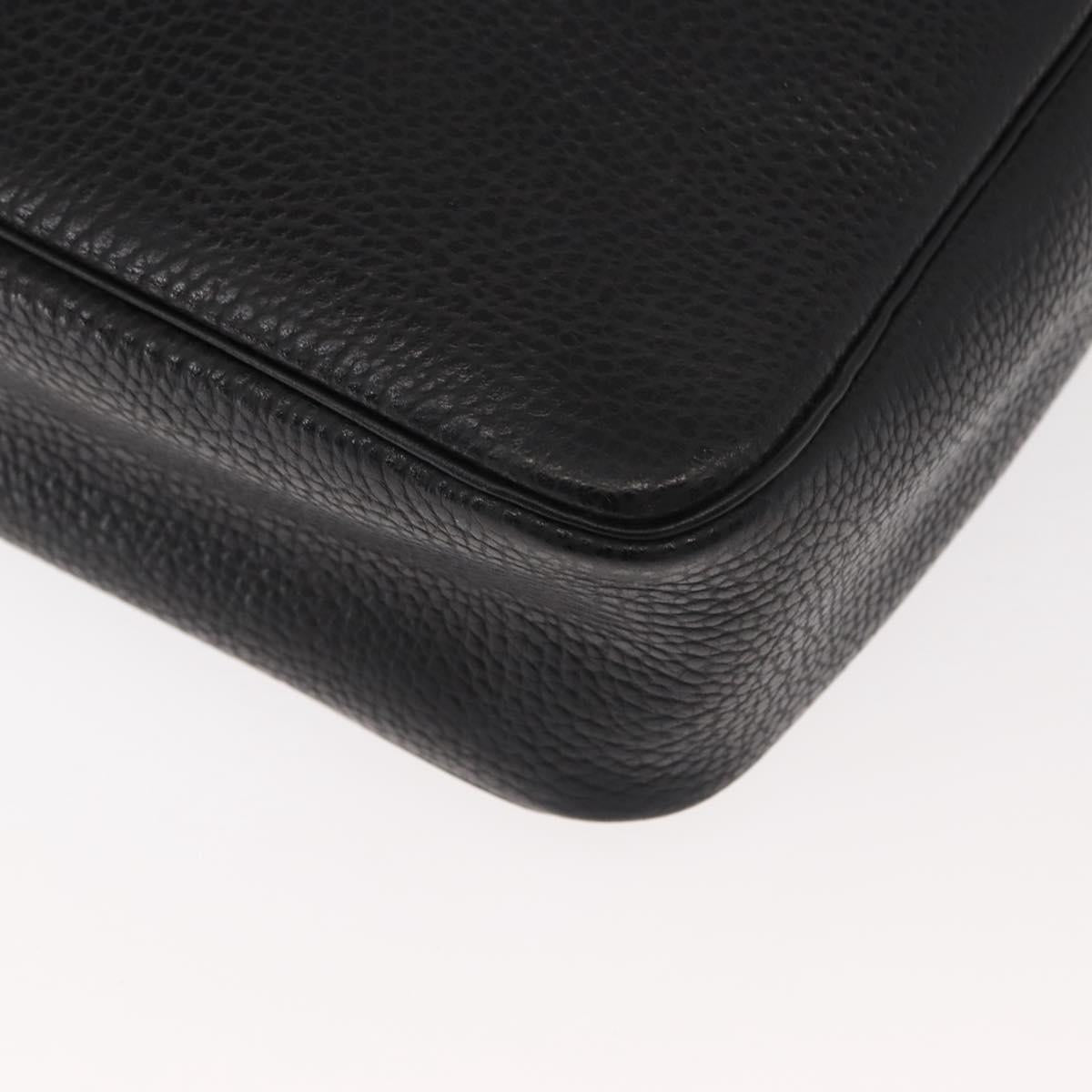 Christian Dior Hand Bag Leather Black Gold Auth 149531