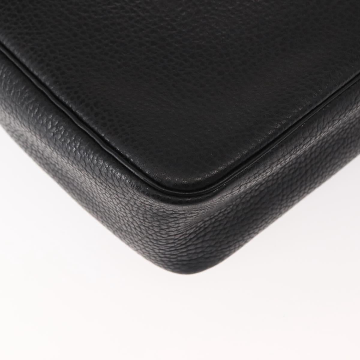 Christian Dior Hand Bag Leather Black Gold Auth 149531